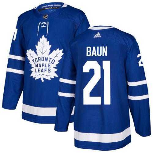 Men's Adidas Toronto Maple Leafs #21 Bobby Baun Blue Home Authentic Stitched NHL Jersey