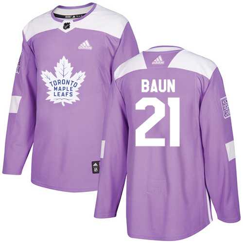 Men's Adidas Toronto Maple Leafs #21 Bobby Baun Purple Authentic Fights Cancer Stitched NHL