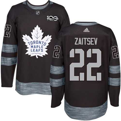 Men's Adidas Toronto Maple Leafs #22 Nikita Zaitsev Black 1917-2017 100th Anniversary Stitched NHL Jersey