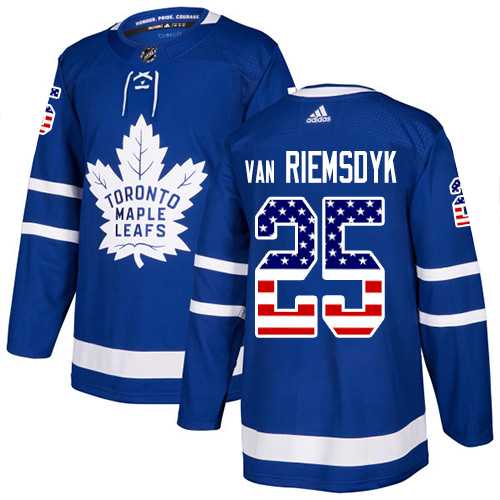 Men's Adidas Toronto Maple Leafs #25 James Van Riemsdyk Blue Home Authentic USA Flag Stitched NHL Jersey