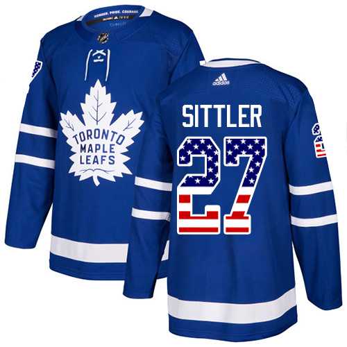 Men's Adidas Toronto Maple Leafs #27 Darryl Sittler Blue Home Authentic USA Flag Stitched NHL Jersey