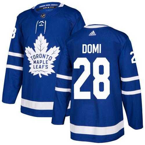 Men's Adidas Toronto Maple Leafs #28 Tie Domi Blue Home Authentic Stitched NHL Jersey