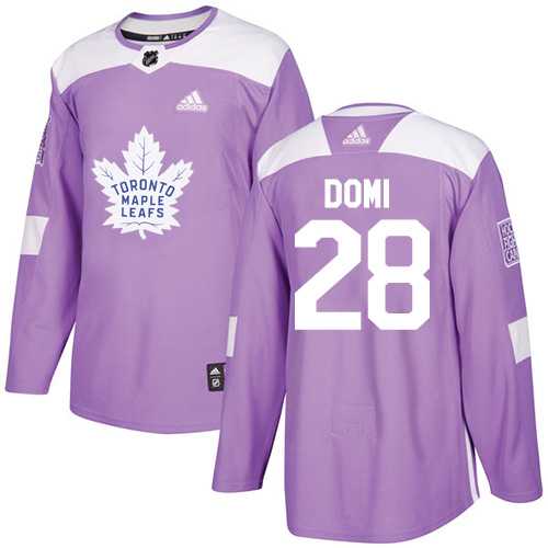 Men's Adidas Toronto Maple Leafs #28 Tie Domi Purple Authentic Fights Cancer Stitched NHL