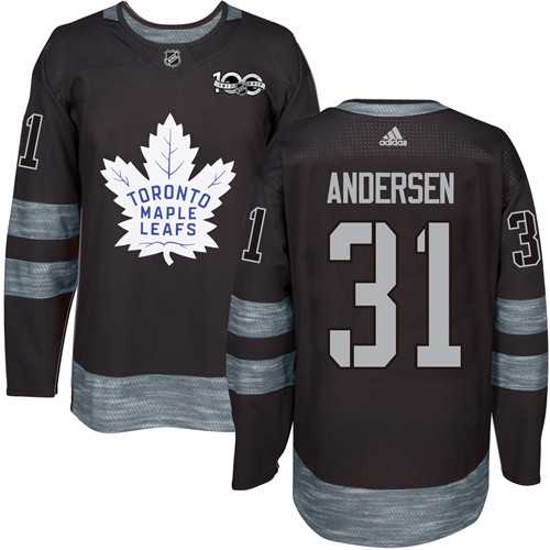 Men's Adidas Toronto Maple Leafs #31 Frederik Andersen Black 1917-2017 100th Anniversary Stitched NHL Jersey