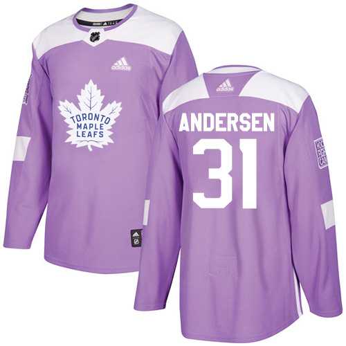 Men's Adidas Toronto Maple Leafs #31 Frederik Andersen Purple Authentic Fights Cancer Stitched NHL