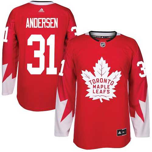 Men's Adidas Toronto Maple Leafs #31 Frederik Andersen Red Team Canada Authentic Stitched NHL Jersey