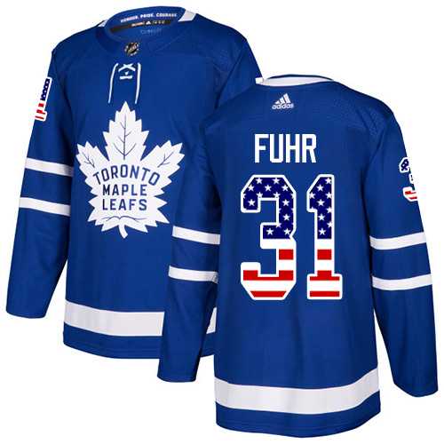 Men's Adidas Toronto Maple Leafs #31 Grant Fuhr Blue Home Authentic USA Flag Stitched NHL Jersey