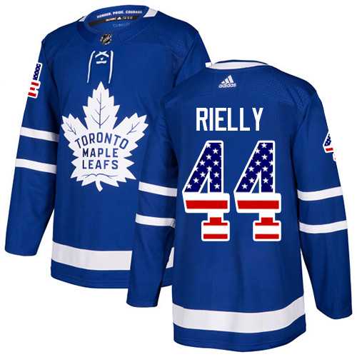 Men's Adidas Toronto Maple Leafs #44 Morgan Rielly Blue Home Authentic USA Flag Stitched NHL Jersey
