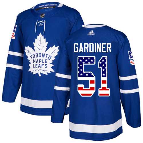Men's Adidas Toronto Maple Leafs #51 Jake Gardiner Blue Home Authentic USA Flag Stitched NHL Jersey