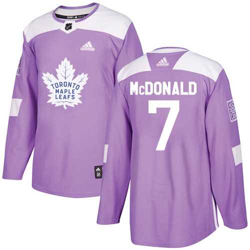 Men's Adidas Toronto Maple Leafs #7 Lanny McDonald Purple Authentic Fights Cancer Stitched NHL