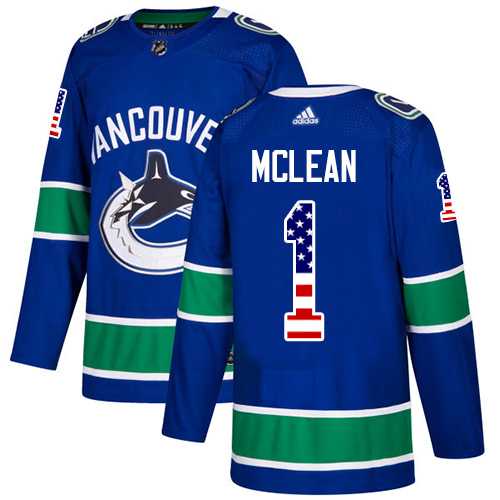 Men's Adidas Vancouver Canucks #1 Kirk Mclean Blue Home Authentic USA Flag Stitched NHL Jersey