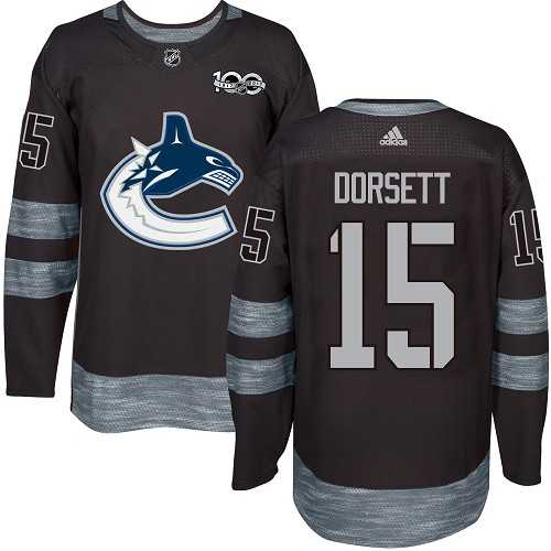 Men's Adidas Vancouver Canucks #15 Derek Dorsett Black 1917-2017 100th Anniversary Stitched NHL Jersey