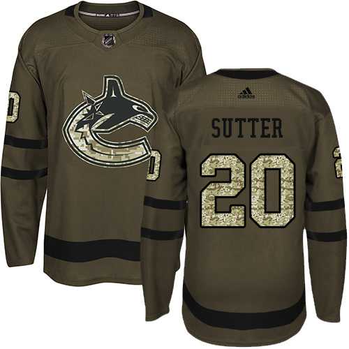 Men's Adidas Vancouver Canucks #20 Brandon Sutter Green Salute to Service Stitched NHL Jersey