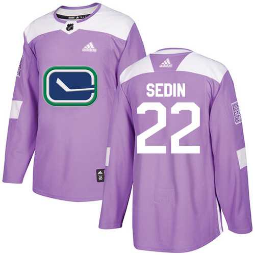 Men's Adidas Vancouver Canucks #22 Daniel Sedin Purple Authentic Fights Cancer Stitched NHL