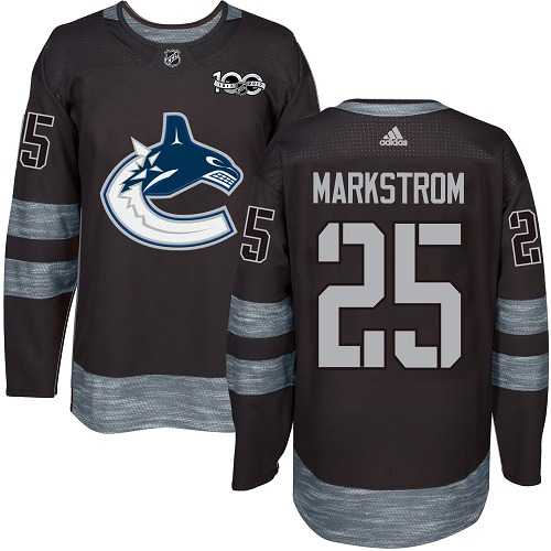 Men's Adidas Vancouver Canucks #25 Jacob Markstrom Black 1917-2017 100th Anniversary Stitched NHL Jersey