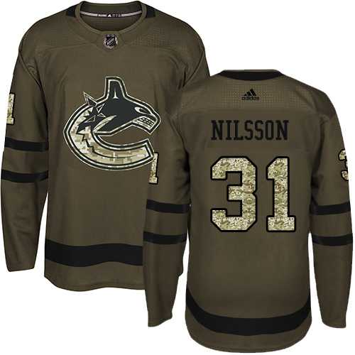 Men's Adidas Vancouver Canucks #31 Anders Nilsson Green Salute to Service Stitched NHL Jersey