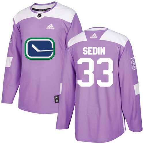 Men's Adidas Vancouver Canucks #33 Henrik Sedin Purple Authentic Fights Cancer Stitched NHL