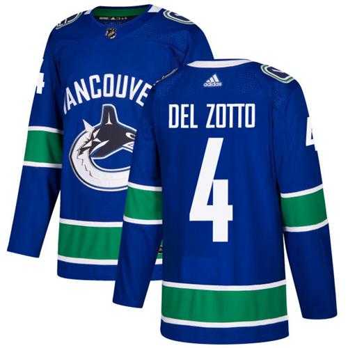 Men's Adidas Vancouver Canucks #4 Michael Del Zotto Blue Home Authentic Stitched NHL Jersey