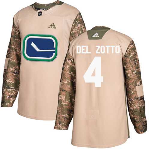 Men's Adidas Vancouver Canucks #4 Michael Del Zotto Camo Authentic 2017 Veterans Day Stitched NHL Jersey