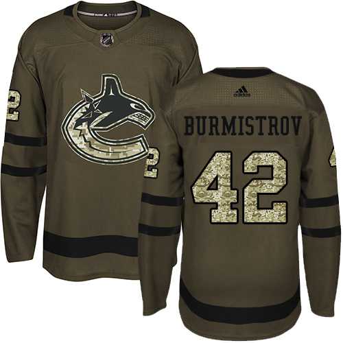 Men's Adidas Vancouver Canucks #42 Alex Burmistrov Green Salute to Service Stitched NHL Jersey