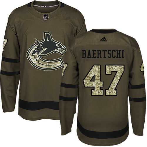Men's Adidas Vancouver Canucks #47 Sven Baertschi Green Salute to Service Stitched NHL Jersey