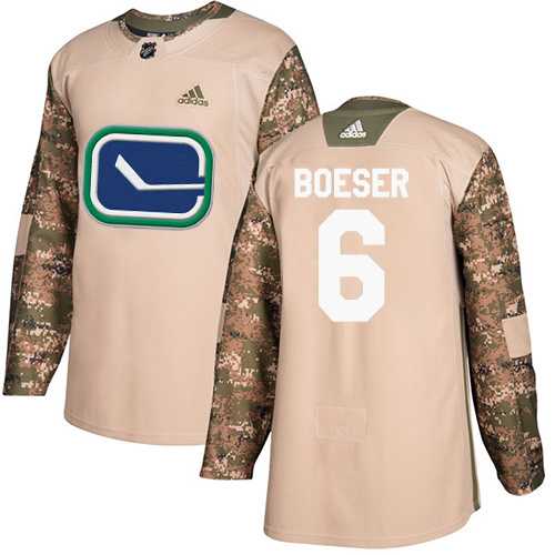 Men's Adidas Vancouver Canucks #6 Brock Boeser Camo Authentic 2017 Veterans Day Stitched NHL Jersey
