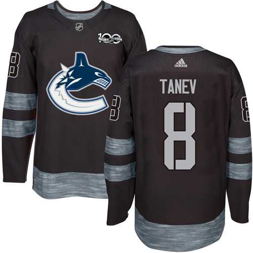 Men's Adidas Vancouver Canucks #8 Christopher Tanev Black 1917-2017 100th Anniversary Stitched NHL Jersey