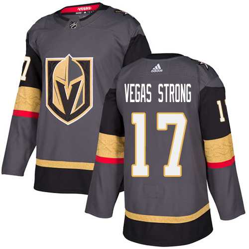 Men's Adidas Vegas Golden Knights #17 Vegas Strong Grey Home Authentic Stitched NHL Jersey