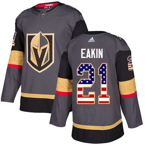 Men's Adidas Vegas Golden Knights #21 Cody Eakin Grey Home Authentic USA Flag Stitched NHL Jersey