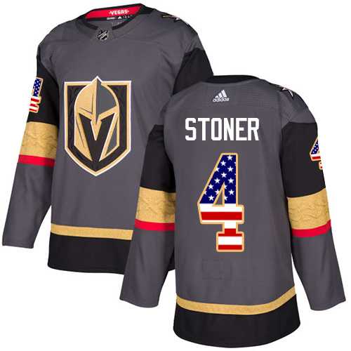 Men's Adidas Vegas Golden Knights #4 Clayton Stoner Grey Home Authentic USA Flag Stitched NHL Jersey