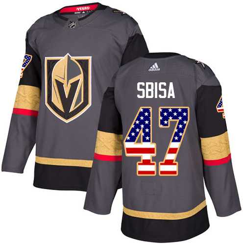 Men's Adidas Vegas Golden Knights #47 Luca Sbisa Grey Home Authentic USA Flag Stitched NHL Jersey