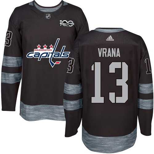 Men's Adidas Washington Capitals #13 Jakub Vrana Black 1917-2017 100th Anniversary Stitched NHL Jersey