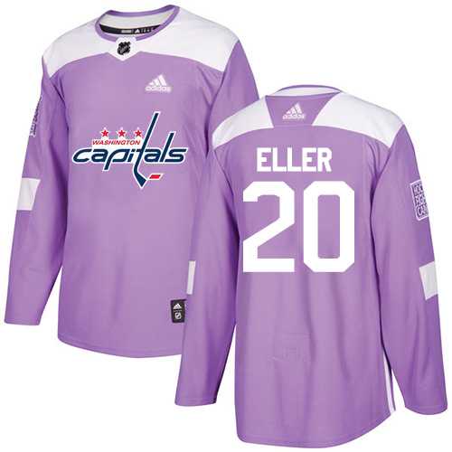 Men's Adidas Washington Capitals #20 Lars Eller Purple Authentic Fights Cancer Stitched NHL