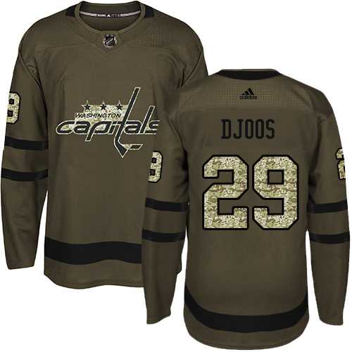 Men's Adidas Washington Capitals #29 Christian Djoos Green Salute to Service Stitched NHL Jersey