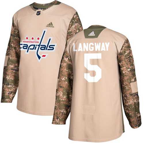 Men's Adidas Washington Capitals #5 Rod Langway Camo Authentic 2017 Veterans Day Stitched NHL Jersey