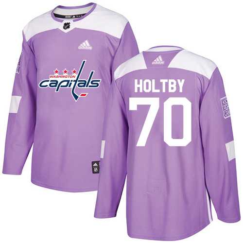 Men's Adidas Washington Capitals #70 Braden Holtby Purple Authentic Fights Cancer Stitched NHL