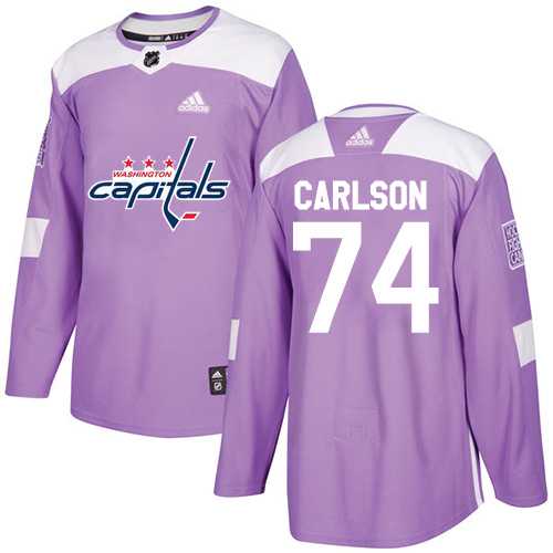 Men's Adidas Washington Capitals #74 John Carlson Purple Authentic Fights Cancer Stitched NHL