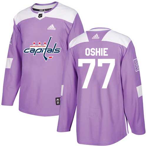 Men's Adidas Washington Capitals #77 T.J. Oshie Purple Authentic Fights Cancer Stitched NHL