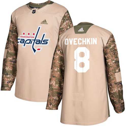 Men's Adidas Washington Capitals #8 Alex Ovechkin Camo Authentic 2017 Veterans Day Stitched NHL Jersey