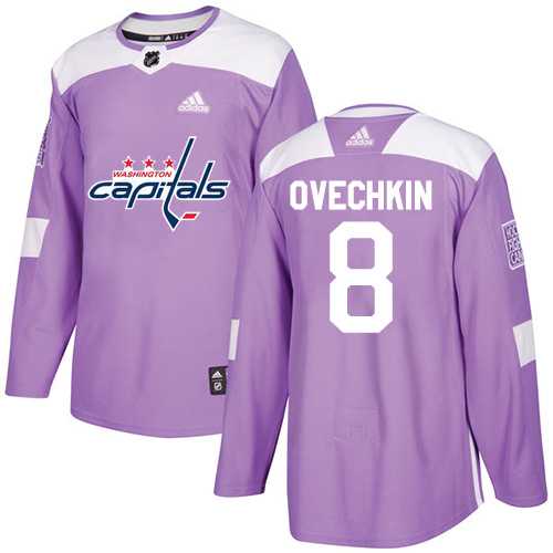 Men's Adidas Washington Capitals #8 Alex Ovechkin Purple Authentic Fights Cancer Stitched NHL