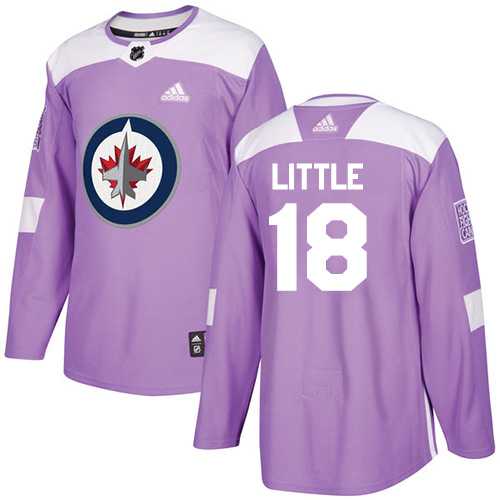 Men's Adidas Winnipeg Jets #18 Bryan Little Purple Authentic Fights Cancer Stitched NHL Jersey