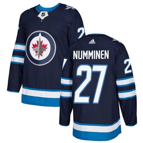 Men's Adidas Winnipeg Jets #27 Teppo Numminen Navy Blue Home Authentic Stitched NHL Jersey