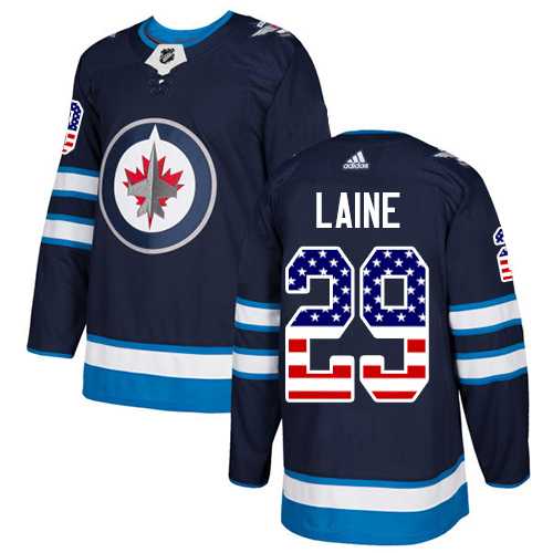 Men's Adidas Winnipeg Jets #29 Patrik Laine Navy Blue Home Authentic USA Flag Stitched NHL Jersey