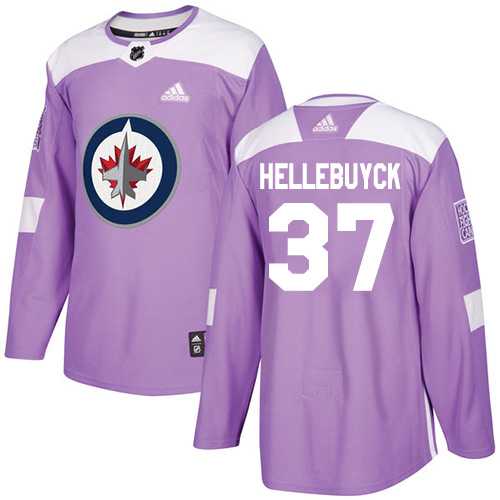 Men's Adidas Winnipeg Jets #37 Connor Hellebuyck Purple Authentic Fights Cancer Stitched NHL Jersey
