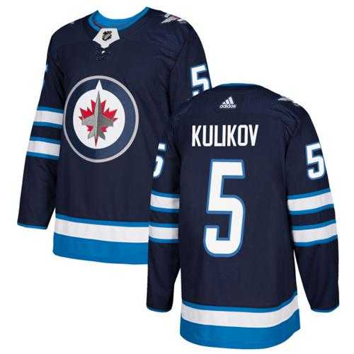Men's Adidas Winnipeg Jets #5 Dmitry Kulikov Navy Blue Home Authentic Stitched NHL Jersey