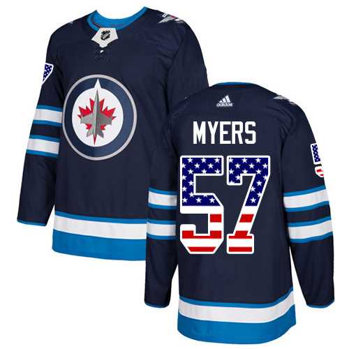 Men's Adidas Winnipeg Jets #57 Tyler Myers Navy Blue Home Authentic USA Flag Stitched NHL Jersey