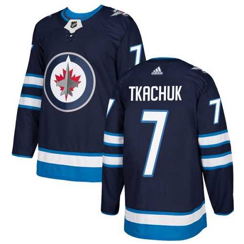 Men's Adidas Winnipeg Jets #7 Keith Tkachuk Navy Blue Home Authentic Stitched NHL Jersey