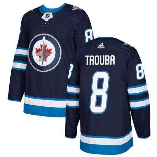 Men's Adidas Winnipeg Jets #8 Jacob Trouba Navy Blue Home Authentic Stitched NHL Jersey