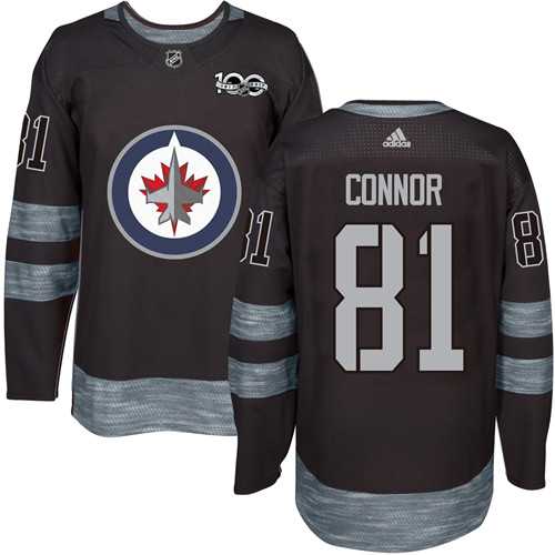 Men's Adidas Winnipeg Jets #81 Kyle Connor Black 1917-2017 100th Anniversary Stitched NHL Jersey