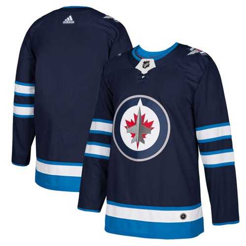 Men's Adidas Winnipeg Jets Blank Navy Blue Home Authentic Stitched NHL Jersey